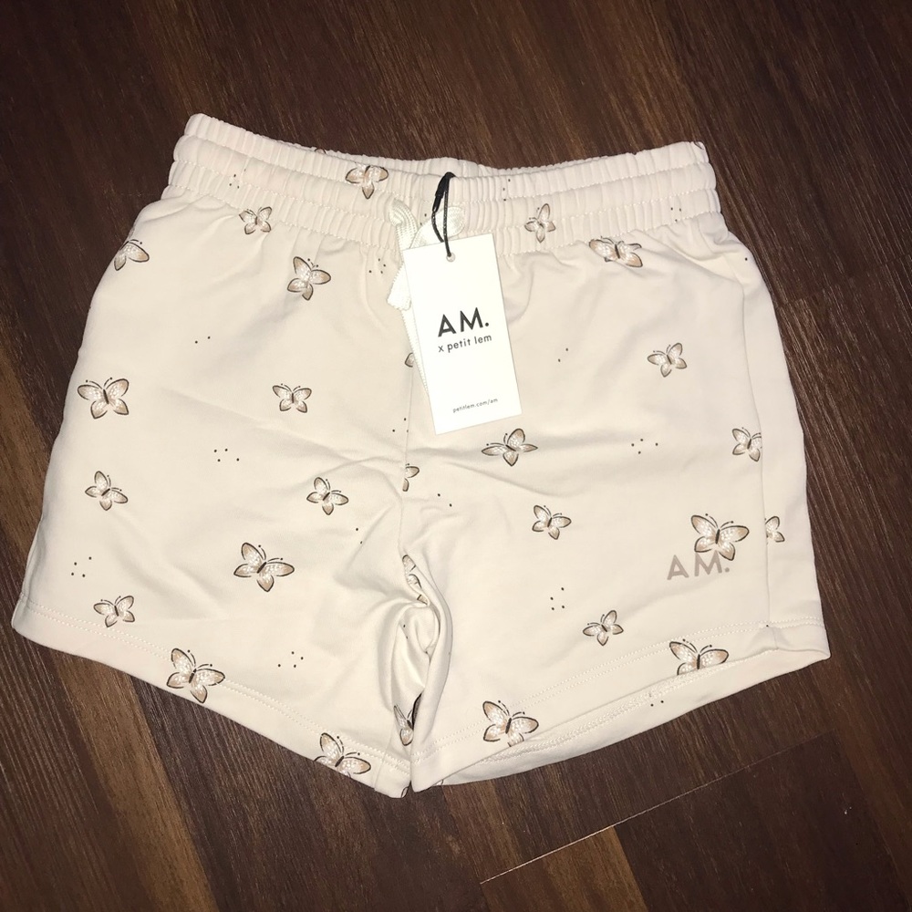 Petit Lem Girls Organic Cotton Daisies French Terry Shorts NWT